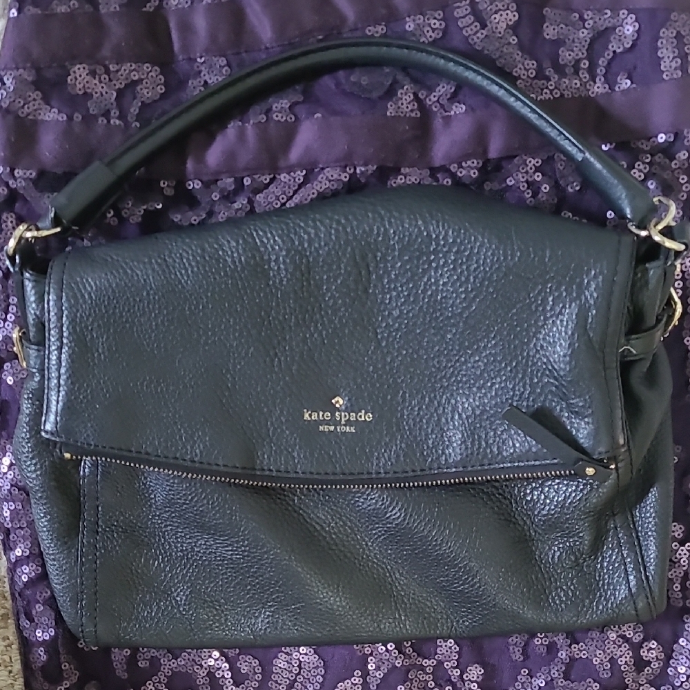 Kate Spade Black Shoulder Bag with Pebbled Leather